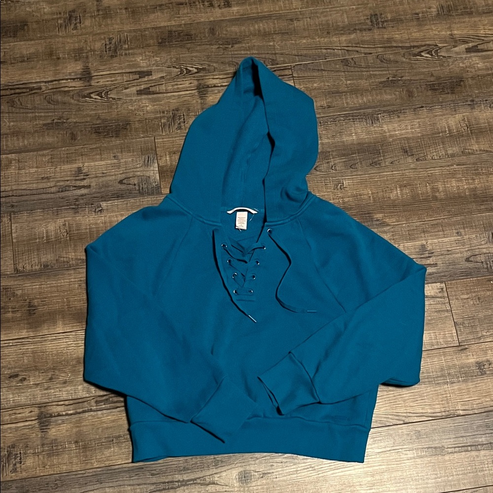 Teal Lace-Up Hoodie